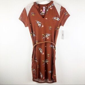 Juniors No Boundaries Boho Brown Floral Dress Size Medium!